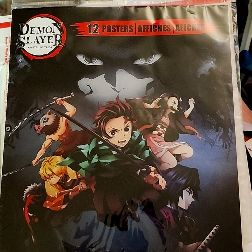 DEMON SLAYER White Kids Short Sleeve Tee & 12 POSTERs Included With Purchase